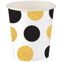 Altın Siyah Puantiyeli Karton Bardak 8'li - Partici