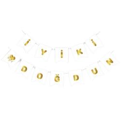 Altın Yaldızlı Beyaz İyi ki Doğdun Banner - 