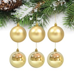 Altın Yılbaşı Ağacı Süsleme Topları 4cm 6'lı - 