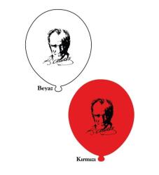 Atatürk Baskılı Kırmızı Beyaz Balon 5'li Paket - Partici