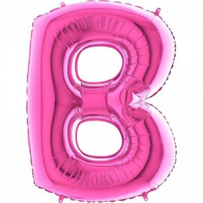 B Harf Folyo Balon Fuşya 100cm - 1