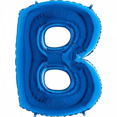 B Harf Folyo Balon Mavi 100cm - 1