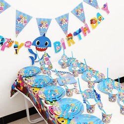 Baby Shark Ekonomik Erkek Doğum Günü Parti Seti 24 Kişilik - Thumbnail