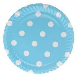 Beyaz Puantiyeli Mavi Karton Tabak 8'li - Partici