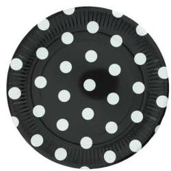 Beyaz Puantiyeli Siyah Karton Tabak 8'li - Partici