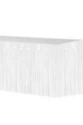 Beyaz Püsküllü Masa Eteği - Partici