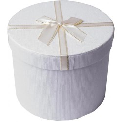 Beyaz Silindir Fiyonk Detaylı Kapaklı Kutu 11x11x9cm - Thumbnail