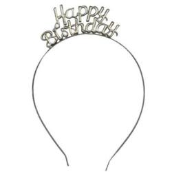 Happy Birthday Gümüş Metal Taç - Partici