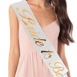 Bride To Be Altın Yaldızlı Beyaz Kuşak - Partici