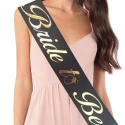 Bride To Be Altın Yaldızlı Siyah Kuşak - Partici