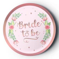 Bride To Be Çiçekli Rose Gold Tabak 8'li - Partici