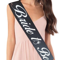 Bride To Be Gümüş Yaldızlı Siyah Kuşak - Partici