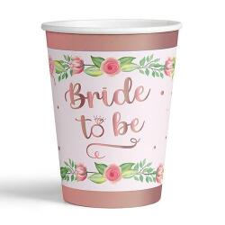 Bride To Be Çiçekli Rose Gold Bardak 8'li - Partici