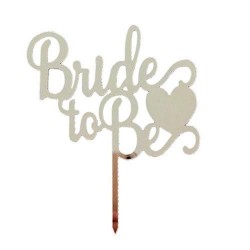 Bride To Be Yazılı Pasta ve Cupcake Süsü Gümüş Pleksi (13x15 cm) - 