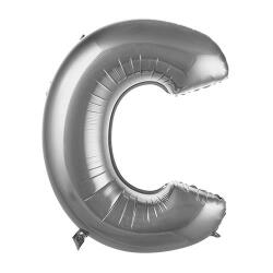 C Harf Folyo Balon Gümüş 75cm - Partici