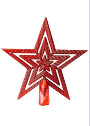 Yılbaşı Kırmızı Simli Çam Ağacı Tepeliği 20cm - Partici