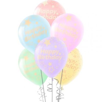 Çepeçevre Happy Birthday Baskılı Makaron Karışık Renk Balon 100'lü - 1