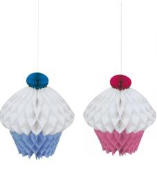 İkili Cupcake Pembe Mavi Petek Süs - Partici