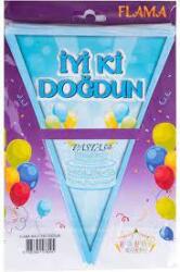 Doğum Günün Kutlu Olsun Pastalı Mavi Üçgen Flama - Partici