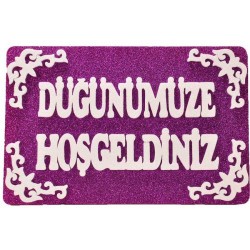 Düğünümüze Hoş Geldiniz Lila Strafor Süs -