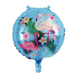 Flamingo Folyo Balon Mavi Yuvarlak 45cm - Partici