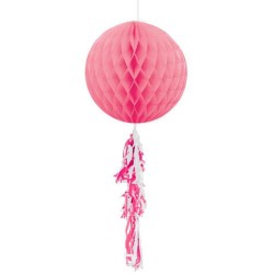 Fuşya Püsküllü Petek Top Süs - 