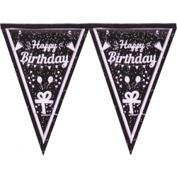 Gümüş Happy Birthday Üçgen Flama - 