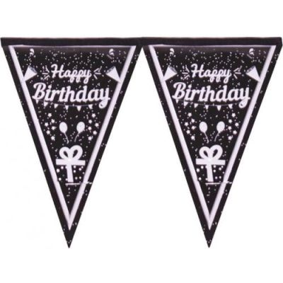 Gümüş Happy Birthday Üçgen Flama - 1