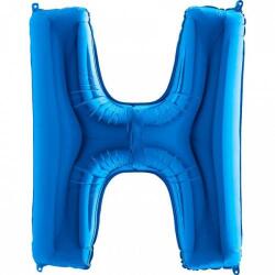 H Harf Folyo Balon Mavi 100cm - Partici