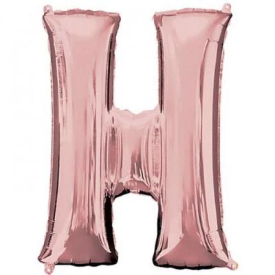 H Harf Folyo Balon Rose Gold 100cm - 1