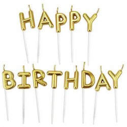 Happy Birthday Altın Mum Seti - 