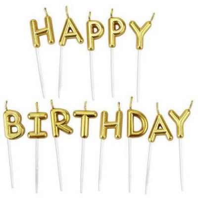 Happy Birthday Altın Mum Seti - 1