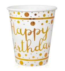 Happy Birthday Altın Varaklı Beyaz Bardak 6'lı - 