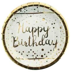 Happy Birthday Altın Varaklı Beyaz Tabak 6'lı - 