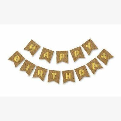 Happy Birthday Kraft Altın Harf Banner - 1