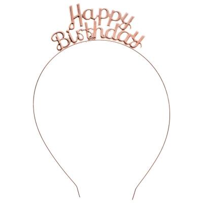 Happy Birthday Rose Gold Metal Taç - 1