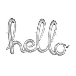 Hello Gümüş Yazı Folyo Balon - Partici