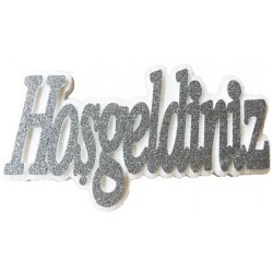 Hoşgeldiniz Gümüş Strafor Süs - 