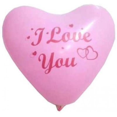 I Love You Baskılı Pembe Kalp Balon 5'li Paket - 1