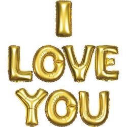 I Love You Folyo Balon Seti Altın 40cm - Partici