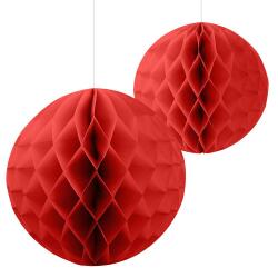 İkili Kırmızı Petek Top Süs - Partici