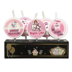 İlk Dişim Çıktı Pembe Mum Seti 5'li - Partici