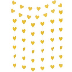 İpe Dizili Altın Kalpler Sarkıt Süs 3.5m - 