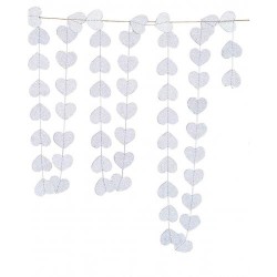 İpe Dizili Gümüş Kalpler Sarkıt Süs 3.5m - 