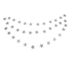 İpe Dizili Gümüş Yıldızlar Sarkıt Süs 4m - Partici