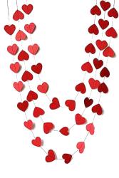 İpe Dizili Kalp Karton Süs 3.5m - Partici