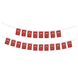 İpe Dizili Mini Ay Yıldız Bayrak Süs - 