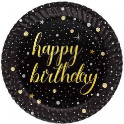 Işıltılı Doğum Günü Altın Karton Tabak 8'li - 