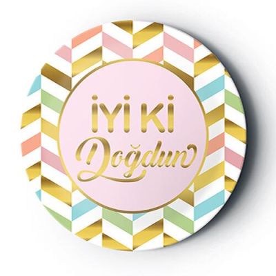 İyi Ki Doğdun Altın Yaldızlı Karton Tabak 8'li - 1