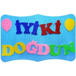 İyi Ki Doğdun Balonlu Mavi Strafor Süs -